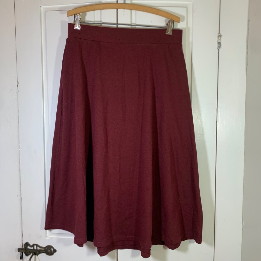 Pact Organic Cotton A-Line Midi Skirt Burgundy Heather WB1-WRQ Womens L Gorpcore